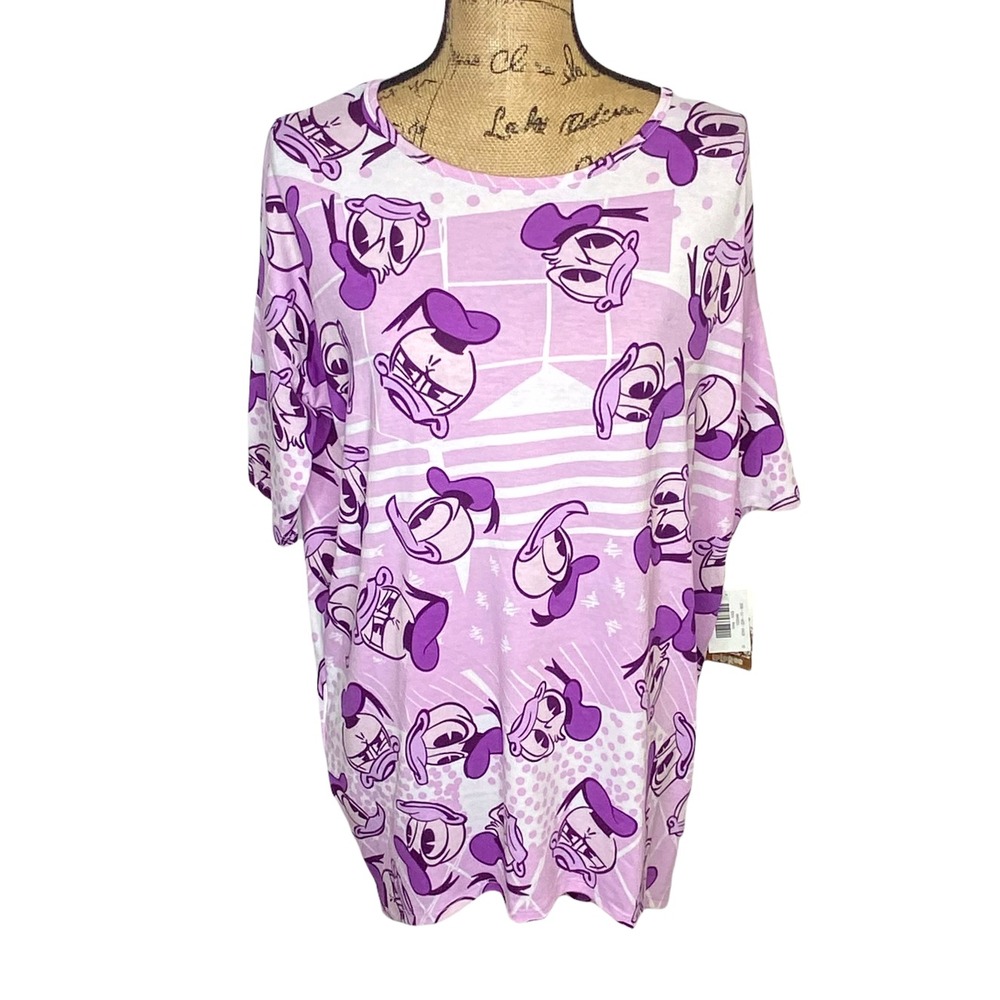 LuLaRoe Disney Irma Tunic Top XXS Purple Daisy Duck Graphic Print New With‎ Tags